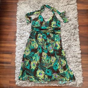 Flattering ruby rox peacock dress sz m euc!
